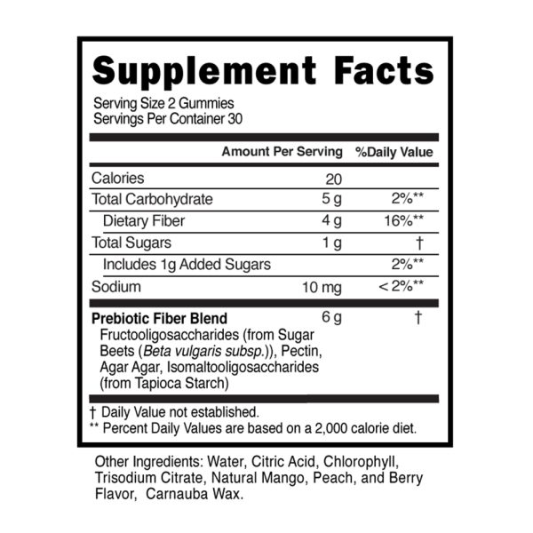 Beet FOS Prebiotic Fiber Gummy Peach Mango Flavor - Image 2
