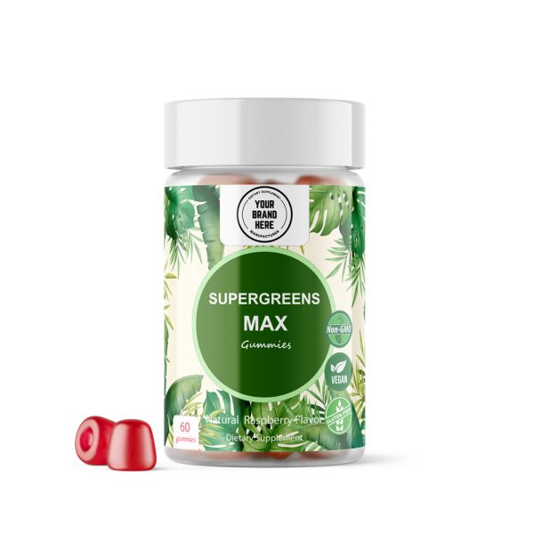 Green Gummies Supergreens Max Gummy Raspberry Flavor