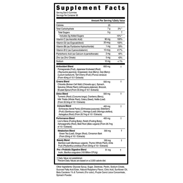 Green Gummies Supergreens Max Gummy Raspberry Flavor - Image 2