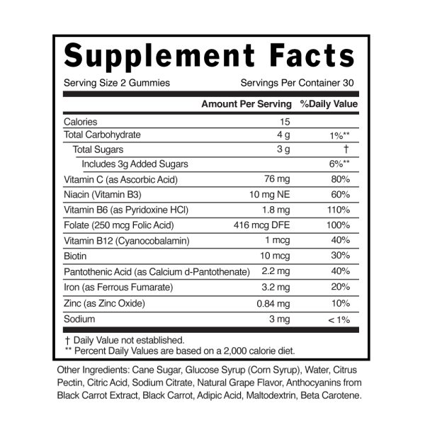 Iron Gummy Essential Vitaminss Minerals Gummies Grape Flavor - Image 2