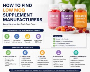 Learn how to find low MOQ supplement manufacturers, reduce risk, and scale your supplement brand with flexible OEM/ODM partners.